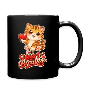 Süße Katze mit Herz – I’m a Heart Breaker - Tasse einfarbig - Schwarz - Rechts
