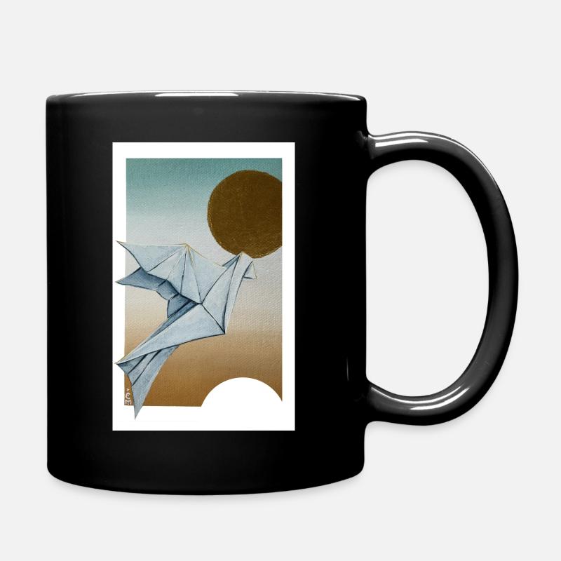 Origami Dove - Full Colour Mug - black