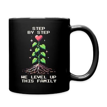 Schritt für Schritt: Level Up Familie | Patchwork - Tasse einfarbig - Schwarz - Rechts