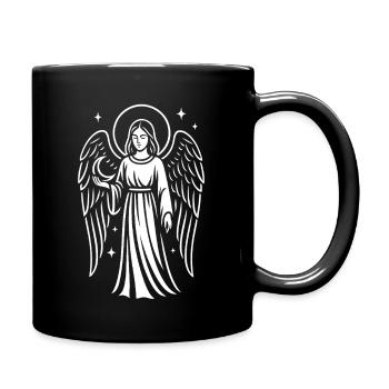 Engel mit Flügeln – Spirituelles Motiv - Tasse einfarbig - Schwarz - Rechts