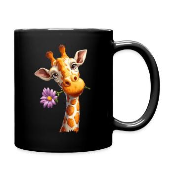 Giraffe with flower - Full Colour Mug - black - Right