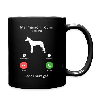 Pharaoh Hound Is Calling Funny Dog Phone Alert - Full Colour Mug - black - Right