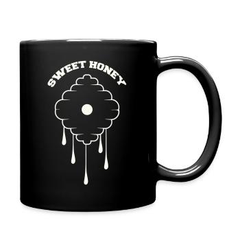 Honigwabe Tropfen Design - Tasse einfarbig - Schwarz - Rechts