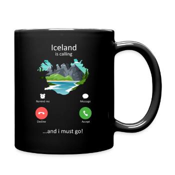 Island ruft und ich muss Kunst bereisen - Tasse einfarbig - Schwarz - Rechts