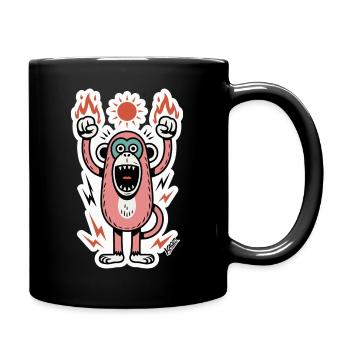 Monkey with flames and raised fists - Full Colour Mug - black - Right