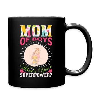 Jungen-Mama-Superkraft lustiges Muttertagsgeschenk - Tasse einfarbig - Schwarz - Rechts
