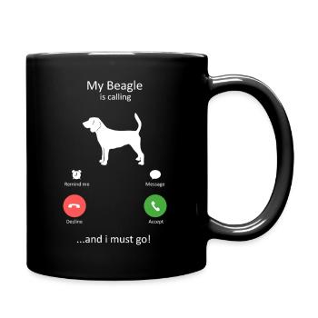 Beagle Calling Funny Dog Phone Screen - Full Colour Mug - black - Right