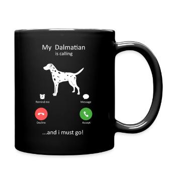 Mein Dalmatiner nennt lustige Hundesilhouette - Tasse einfarbig - Schwarz - Rechts