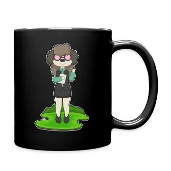 Hund Sekretärin Brille Büro - Tasse einfarbig - Schwarz - Rechts