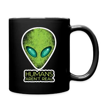 Alien Face Humans Aren't Real - Full Colour Mug - black - Right