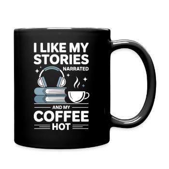 Kaffee Liebhaber Hörbuch Leidenschaft Geschenk - Tasse einfarbig - Schwarz - Rechts