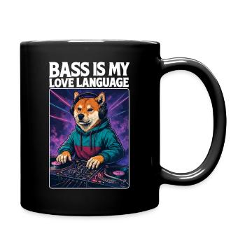 Shiba Inu DJ – Bass Is My Love Language - Full Colour Mug - black - Right