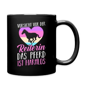 Reiten Pferdeliebhaber Reiterhof Pferde - Tasse einfarbig - Schwarz - Rechts