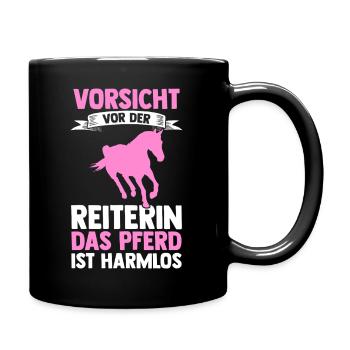 Reiten Pferdeliebhaber Reiterhof Pferde - Tasse einfarbig - Schwarz - Rechts
