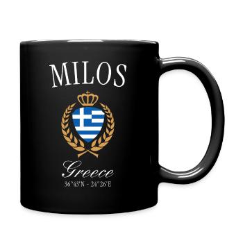 Milos Greece Coat of Arms Crown – Travel Souvenir - Full Colour Mug - black - Right