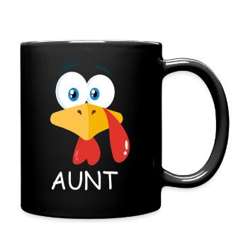 Auntie Turkey Funny Thanksgiving Gift For Aunt - Full Colour Mug - black - Right