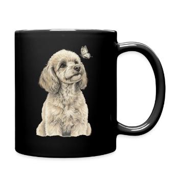 Pudel  mit Schmetterling Hund Goldendoodle - Tasse einfarbig - Schwarz - Rechts