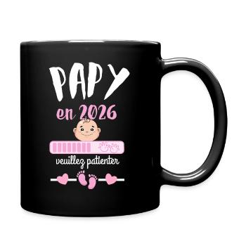 Papy en 2026 Fille Veuillez Patienter - Mug uni - noir - Droite