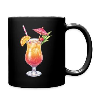 Cocktail tropical avec décoration fruitée - Mug uni - noir - Droite