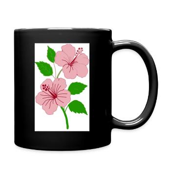 Hibiskus - Tasse einfarbig - Schwarz - Rechts