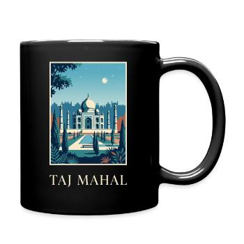 Taj Mahal Moonlit Garden Indian Travel - Full Colour Mug - black - Right