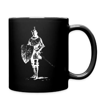 Ritter-Silhouette mit Schild und Schwert - Tasse einfarbig - Schwarz - Rechts