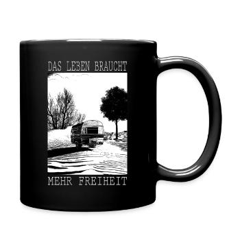 Mehr Freiheit: Caravan  Camping - Tasse einfarbig - Schwarz - Rechts