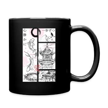 Koi and Pagoda Zen Panels - Full Colour Mug - black - Right