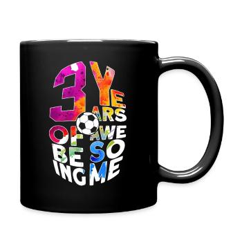 3 YEARS OF BEING AWESOME FOOTBALL 3RD BIRTHDAY - Full Colour Mug - black - Right