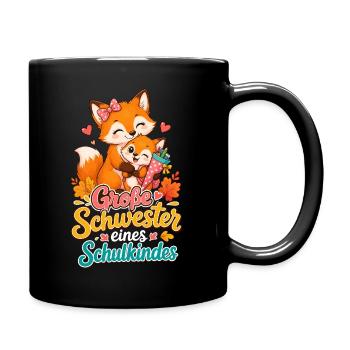Große Schwester Schultüte Fuchs - Tasse einfarbig - Schwarz - Rechts