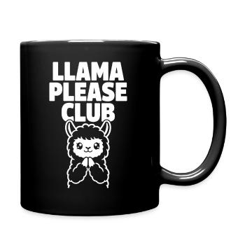 Llama Please Club – Cute Llama - Full Colour Mug - black - Right