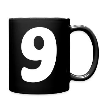 Neun: Minimalistische Ziffer 9 | Neunter - Tasse einfarbig - Schwarz - Rechts