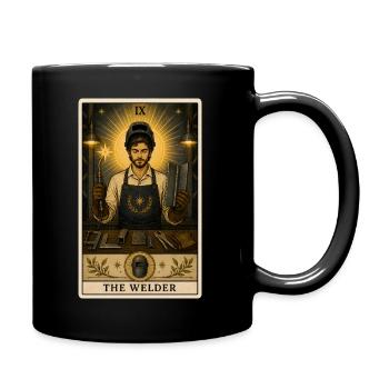 Schweißer | Metallbau Tarot - Tasse einfarbig - Schwarz - Rechts