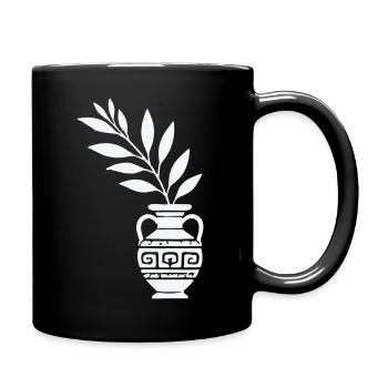 Antike Vase mit Blattzweigen - Tasse einfarbig - Schwarz - Rechts
