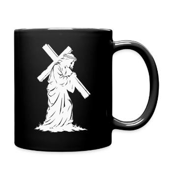 Kreuzweg Silhouette Jesu - Tasse einfarbig - Schwarz - Rechts