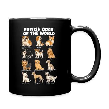  Britische Hunderassen-diagramm Niedliche - Tasse einfarbig - Schwarz - Rechts