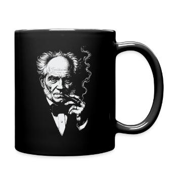 Arthur Schopenhauer raucht Zigarre - Tasse einfarbig - Schwarz - Rechts