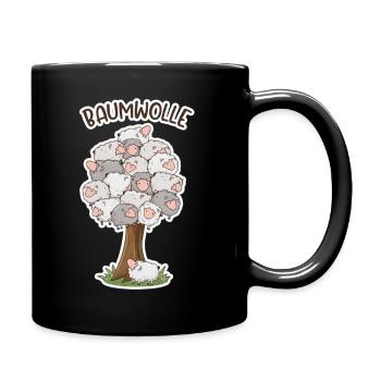 Baumwolle – Schafe auf Baum Cartoon - Tasse einfarbig - Schwarz - Rechts
