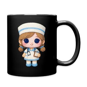 Cute nurse in knitted look - Full Colour Mug - black - Right