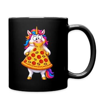 Unicorn Pizza Cheese Pull - Full Colour Mug - black - Right