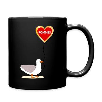 Möwe Pommes - Tasse einfarbig - Schwarz - Rechts