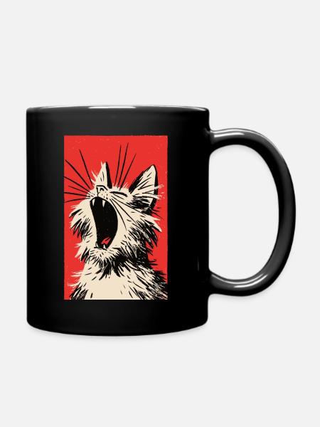 müdes Kätzchen - Tasse einfarbig - Schwarz