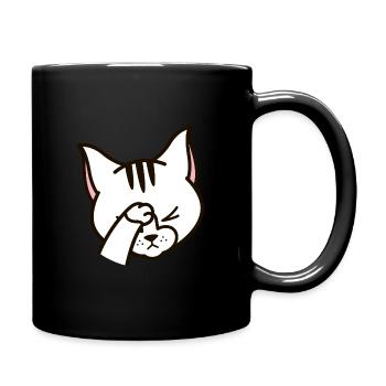 Facepalm Cat Kitten Meow Süße Tierillustration - Tasse einfarbig - Schwarz - Rechts