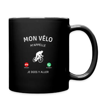 Mon vélo m'appelle je dois y aller ! cadeau vélo - Mug uni - noir - Droite