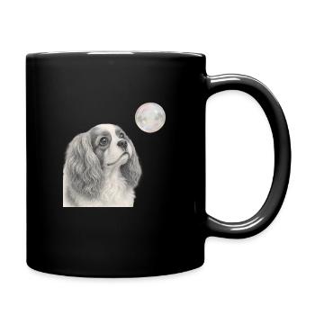 Cavalier King Charles Spaniel Dog Retro Motif - Full Colour Mug - black - Right