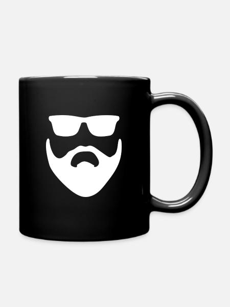 white beard with sunglasses - Full Colour Mug - black