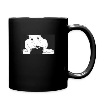 Süßer Hamster mit Keks - Tasse einfarbig - Schwarz - Rechts