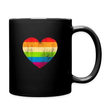 Regenbogen Herz des Stolzes – Streifen der Liebe und Farbe - Tasse einfarbig - Schwarz - Rechts