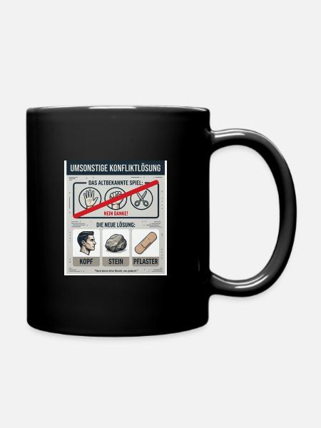 Kopf Stein Pflaster Konfliktlösung - Tasse einfarbig - Schwarz