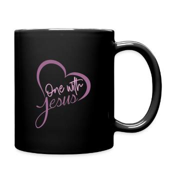 Un Avec Le cœur de Jésus-Christ Bibelzitat chemises - Mug uni - noir - Droite